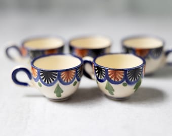 Set of 5 miniature pottery ceramic cup set vintage European?