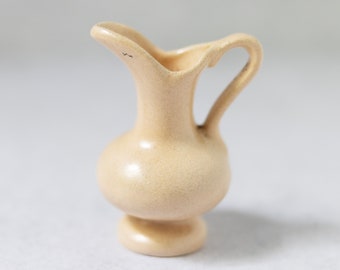 Cream beige pottery miniature mini creamer pitcher vintage small