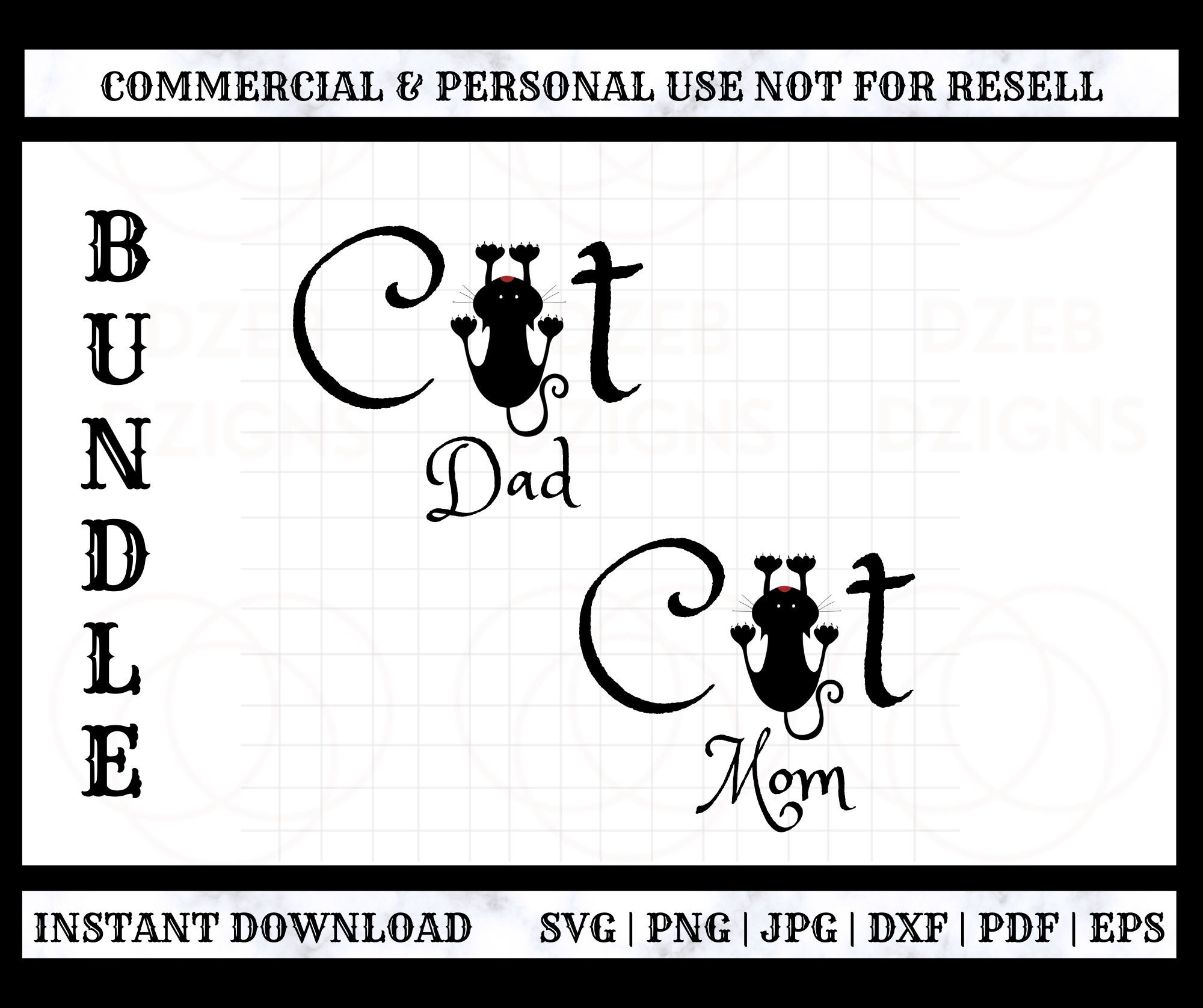 Funny Cat Hanging, Cat Dad and Mom SVG Bundle, Cat Lover Gift, Cat ...