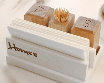4 Vintage Classic Cottage Cabin Chic Blue Solid WOOD NAPKIN RINGS Wooden Storage Container Box Handpainted Wonderful Condition