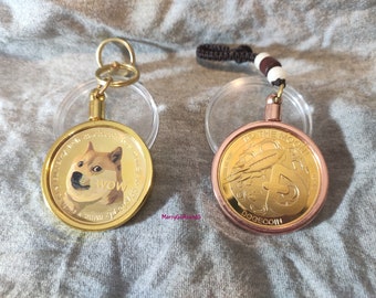 Physical Dogecoin Custom Pendant Rocket Edition HODL DOGE To the Moon Collectable Commemorative coin GoldSilver plated Keychain necklace