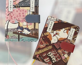 Kawaii Japanese Style Cat Notebook | PU Cover | 110 printed pages | Magnet Closure | 2 Cute Styles | Kawaii Stationery