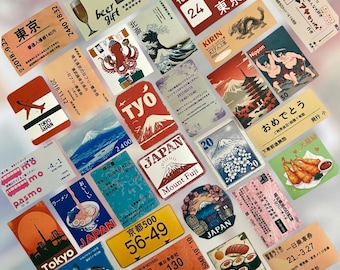 50 pcs | Japan Ticket Travel Sticker Pack B | Matte Vinyl Stickers