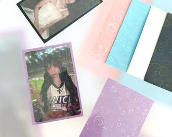 25 pcs Colour Photocard Protectors Mix Pack | Holographic Hearts | 60mm x 90mm