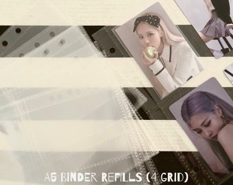 A5 Binder Refills - 4 Grid Pocket Clear | Kpop Photocards, LOMO Photocards