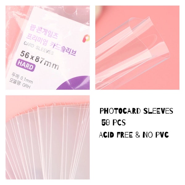 50 Piece Pack | Photo Card Sleeves | Kpop Photocards | 56mm x 87mm | Hard Card Protector Sleeves | Penny Sleeves | No PVC & Acid Free