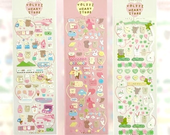 Polco Deco Stickers | Bears and Bunnies | Kawaii Korean Style Glitter Deco Stickers | Toploader, Polaroids, etc | Premium Deco
