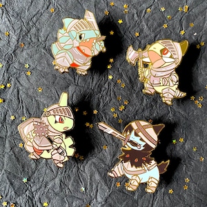 Axew Gible Larvitar Deino Dragon Knight Enamel Pins