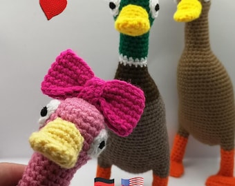 realistic Runner duck - crochet pattern PDF - Amigurumi duck pattern in english and german, step by step crochet tutorial - easy pattern