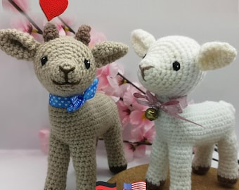 2in1: Lamb + Baby Goat - PDF crochet pattern - Amigurumi by NiggyArts
