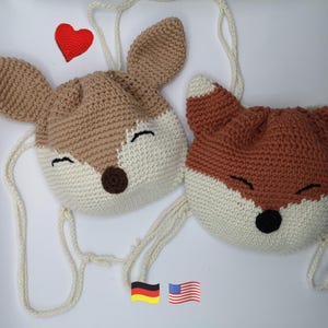 Childrens backpack Fox or deer - crochet-pattern