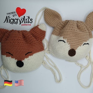 Childrens backpack Fox or deer - crochet-pattern