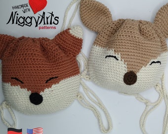 Childrens backpack Fox or deer - crochet-pattern