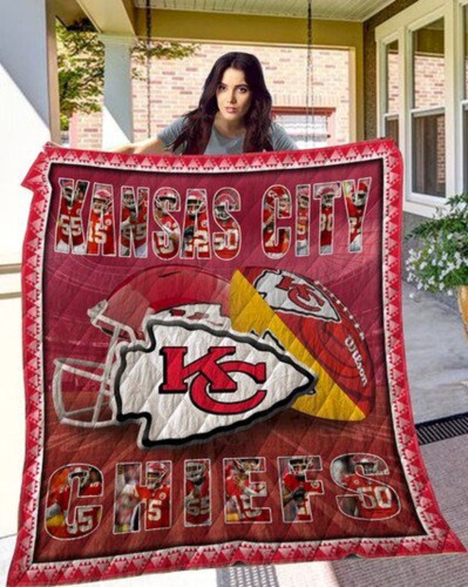 Kansas City Chiefs Quilt Blanket Fan Made Etsy