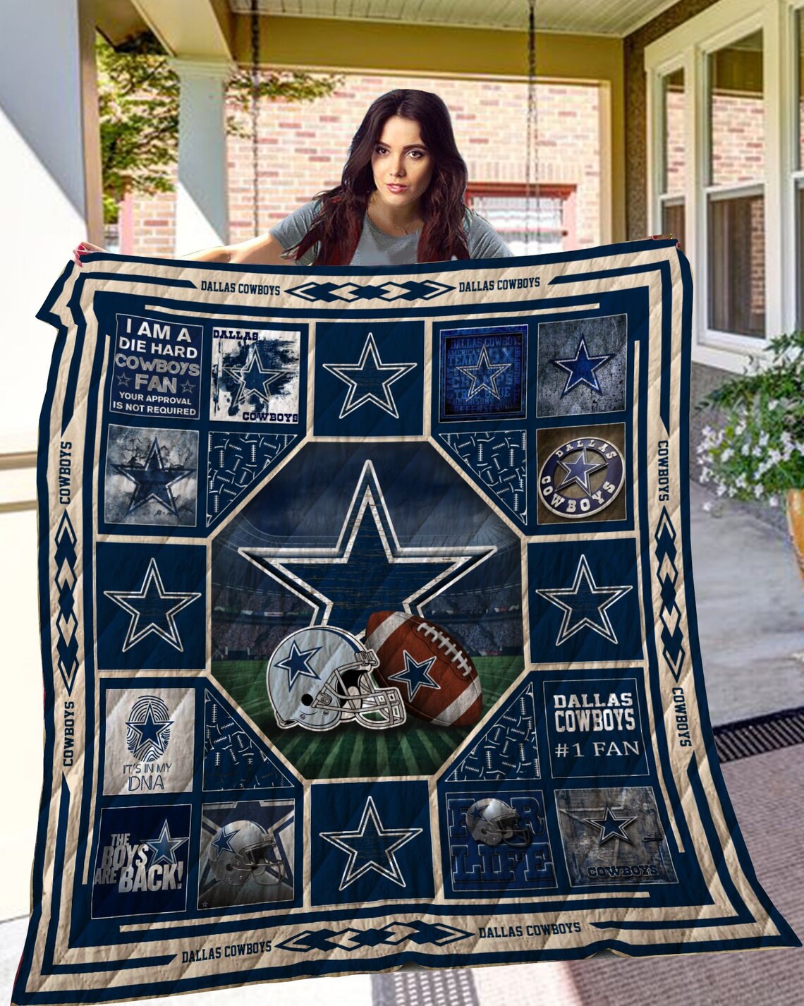 Dallas Cowboys Quilt Blanket Fan Made Etsy
