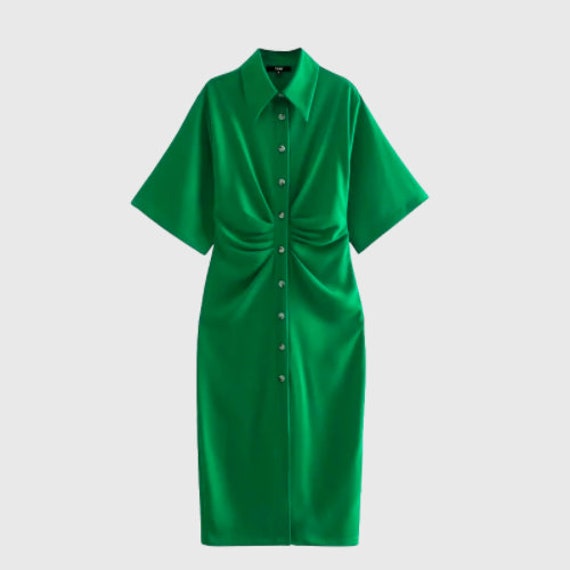 Draped Midi Shirt Dress in 8 Colours 