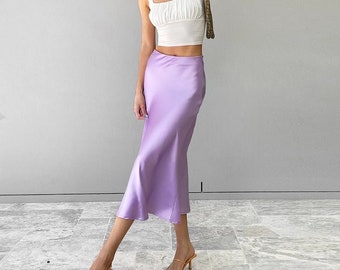 WOMEN MIDI SKIRT - Below Knee Skirt - Silk Midi Skirt For Office - Women High Waisted Skirt - Women Summer Dress - Office Elegant Skirt
