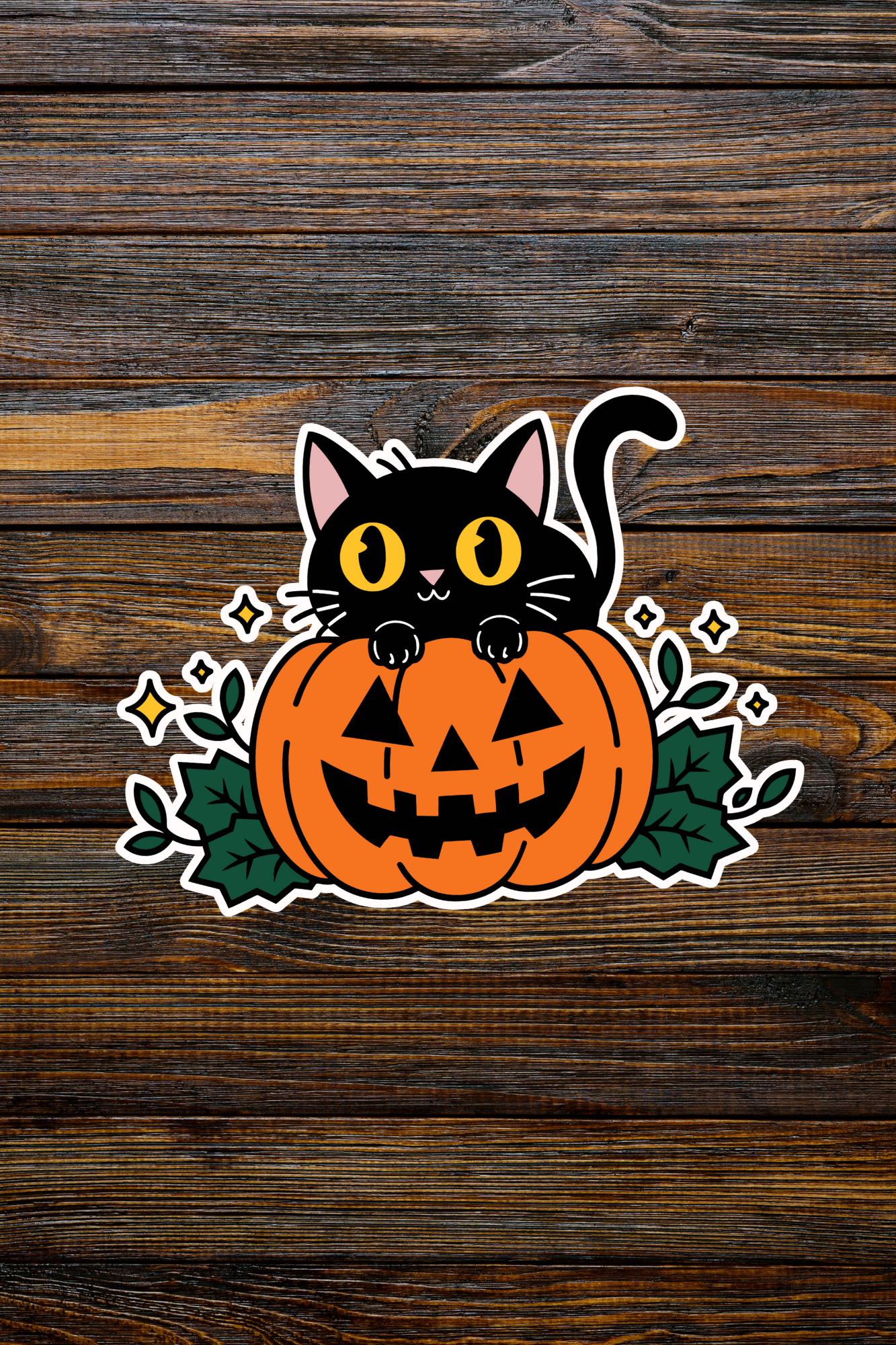 Halloween Cat Sticker – Spooky Season Kitty for Crafts, Gifts ...