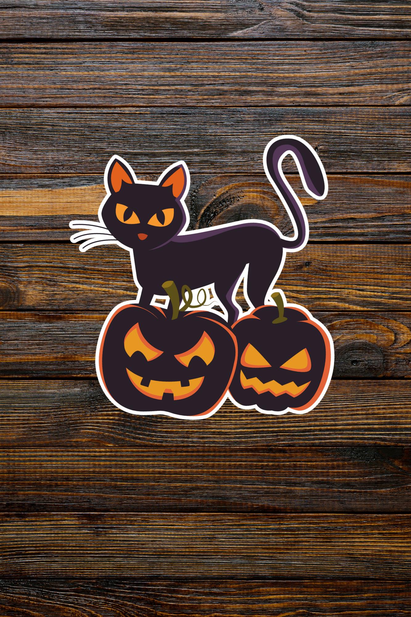 Halloween Cat Sticker – Spooky Season Kitty for Crafts, Gifts ...