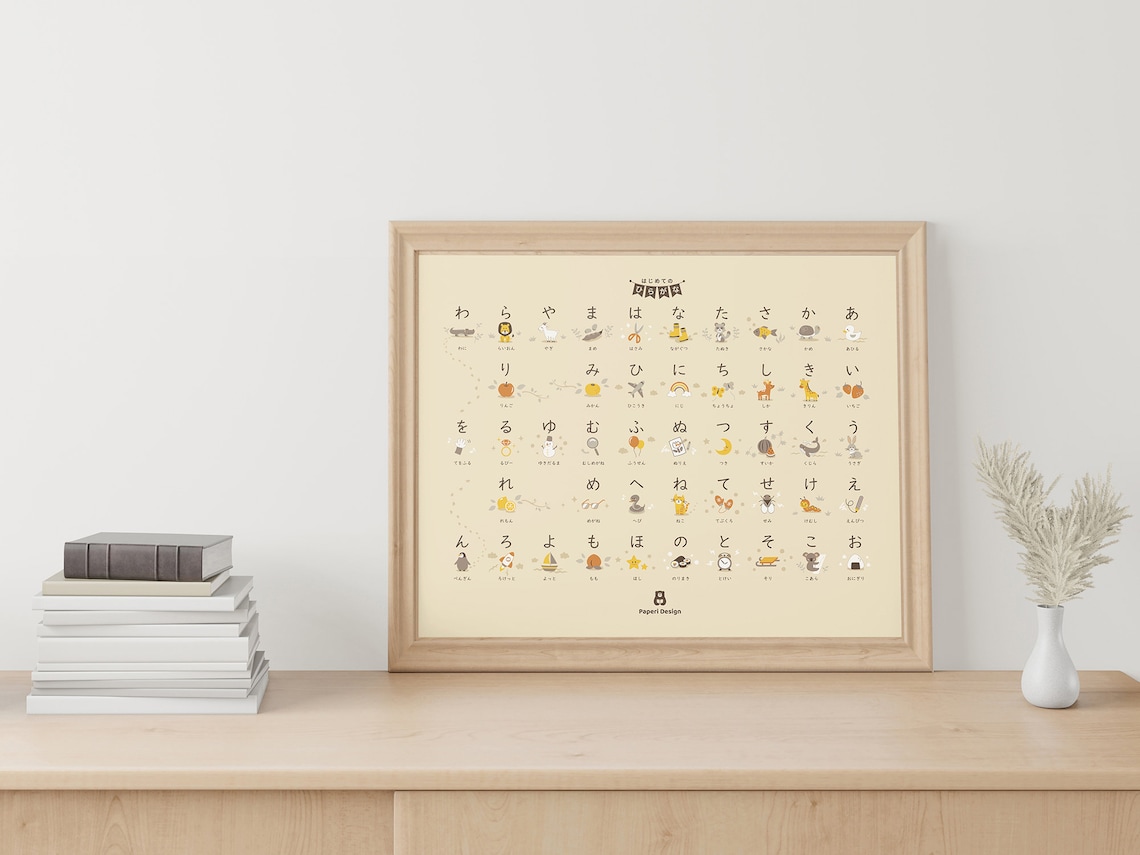 Hiragana Chart Beige, PRINTABLE Educational Hiragana Poster, DIGITAL ...
