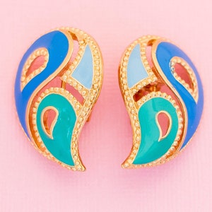 Vintage Colorful Teardrop Clip On Earrings | Avon H10