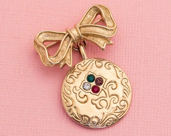 Vintage Gold ton Band Medaille Brosche | Avon | H15