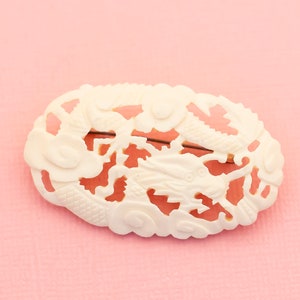 Vintage witte bloemen broche | H25