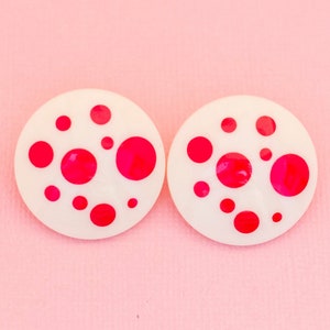 Vintage Cherry Red Spots White Stud Earrings | Avon | H19