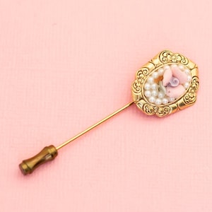 Vintage Pearl Mirror Stick Pin | H26