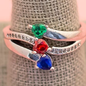Vintage Red/Blue/Green Rhinestone Ring | Size 8 3/4 | H25