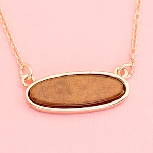 Vintage Gold Tone Brown Oval Necklace | Brown Necklace | 18 inch | Avon H7