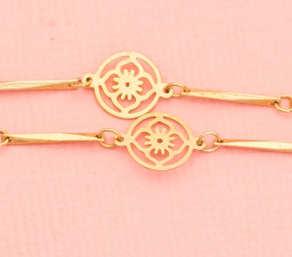 Vintage Elegant Ring Flower Chain Necklace | 26 i… - image 2