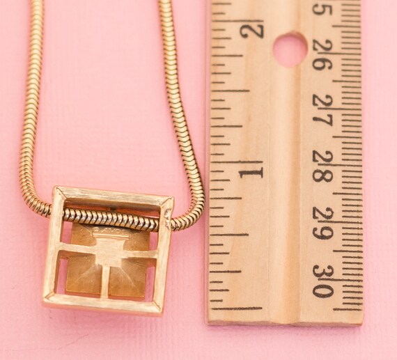 Vintage Gold Tone Box Diamond Necklace | 15.5 inc… - image 3