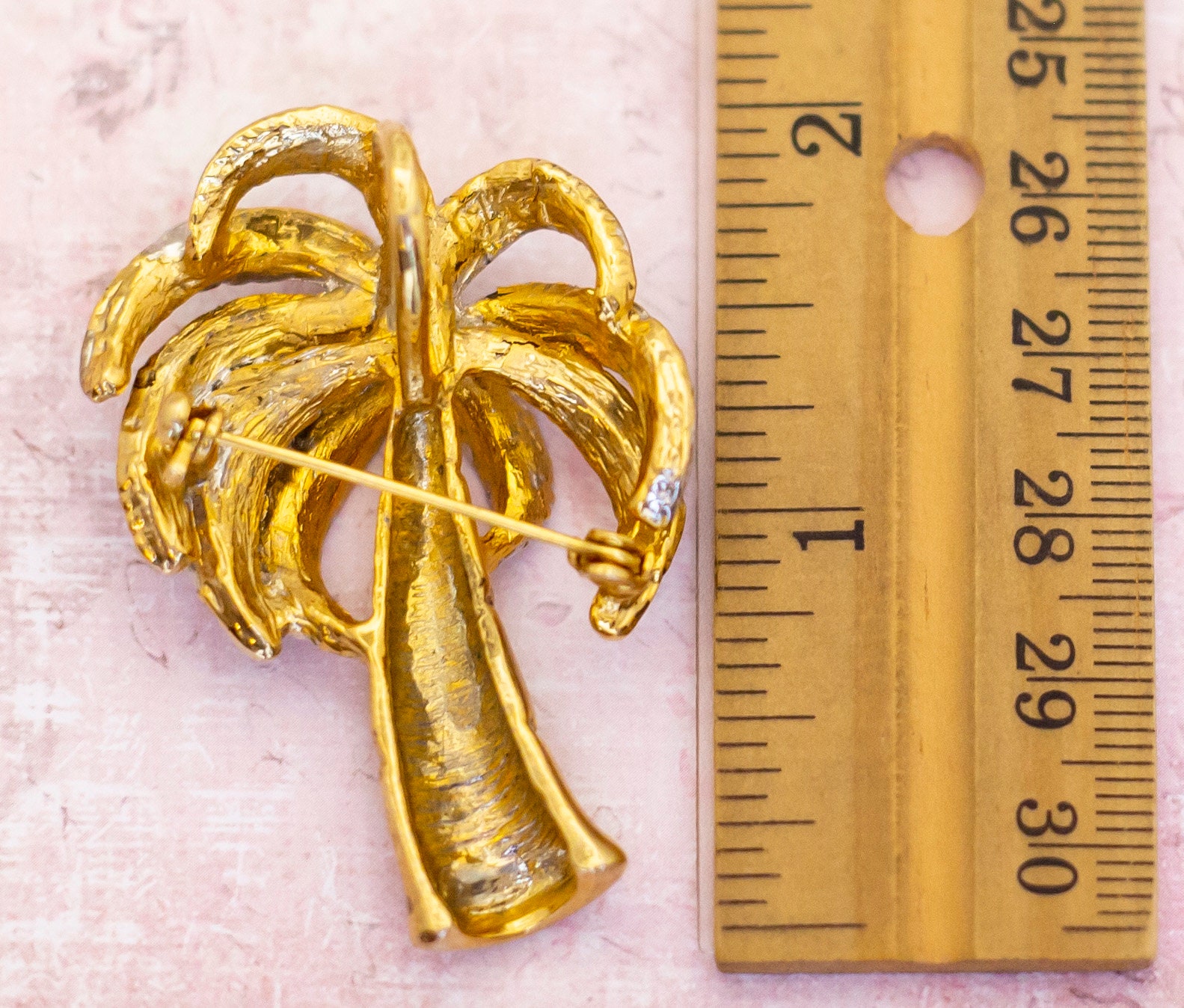 Vintage Palm Tree Brooch Coconut Tree Gold Tone and Silver 