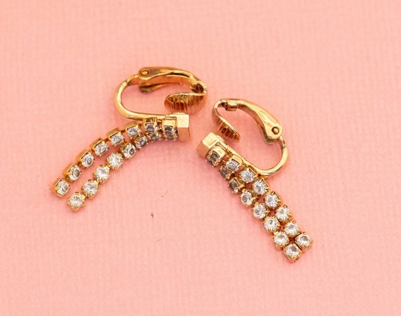 Vintage Dangling Diamond Clip On Earrings | Avon … - image 1