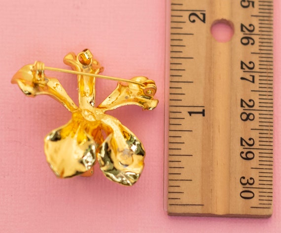Vintage Stylish Unique Flower Gold Tone Brooch | … - image 3
