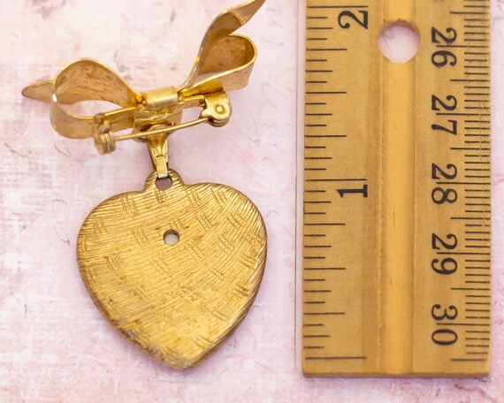 Vintage Simple Heart Gold Tone Portrait Brooch | … - image 2