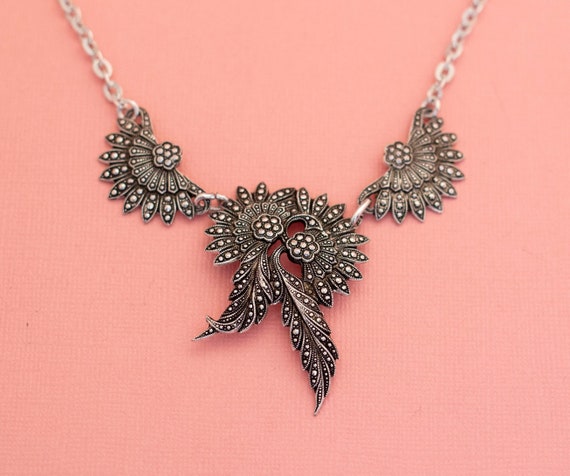 Vintage Silver Peacock Necklace | 18 inch | Weste… - image 1