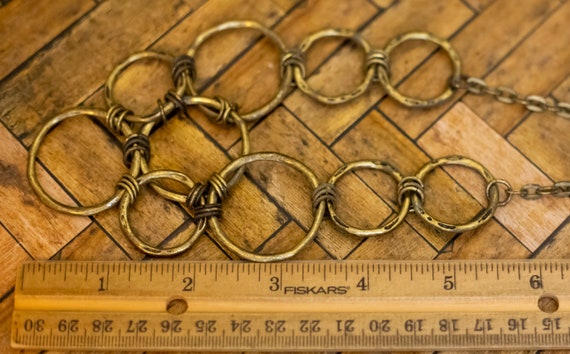 18 inch, Vintage Gold Tone Linked Multi Rings Bib… - image 3