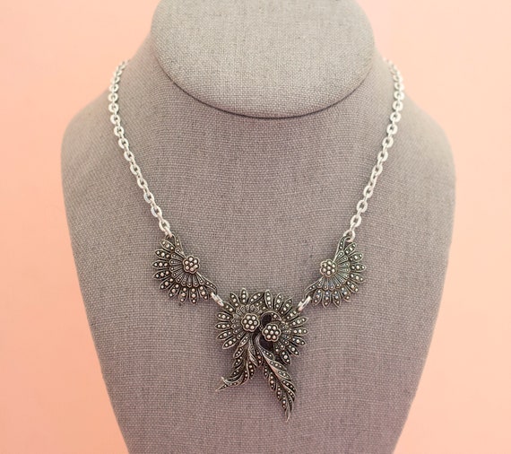 Vintage Silver Peacock Necklace | 18 inch | Weste… - image 2