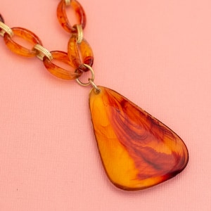 Vintage Orange Crystalline Beaded Necklace | 25 inch | H22