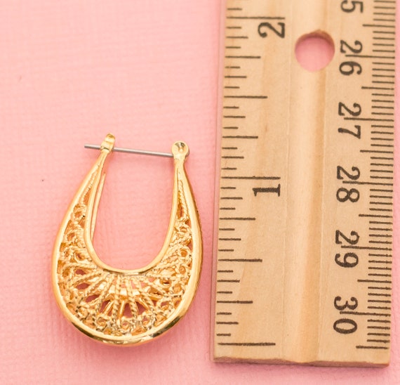 Vintage Golden Horseshoe Hoop Earrings | H14 - image 2