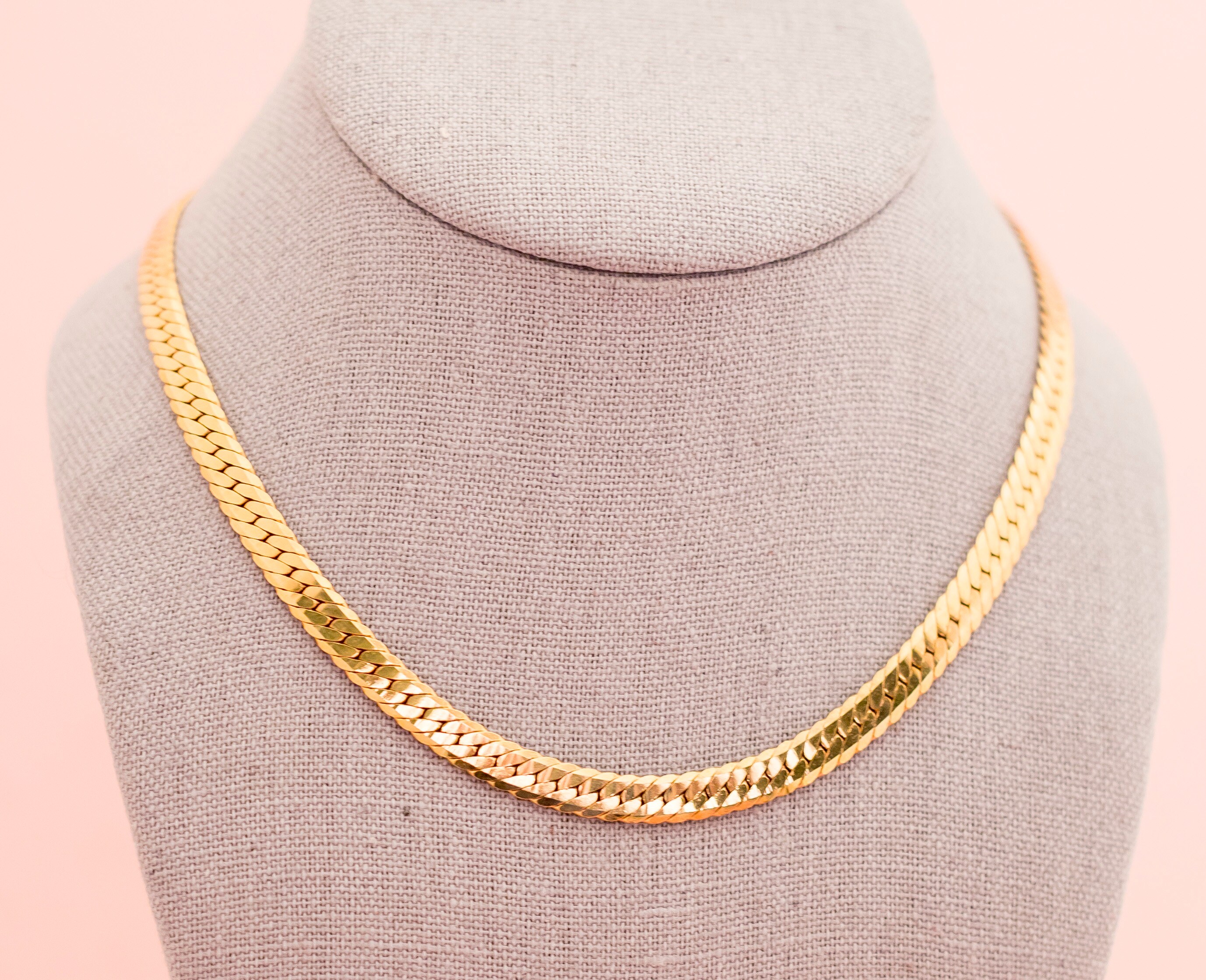 Vintage Zigzag Chain Necklace Gold Tone Chain Minimalist Etsy UK