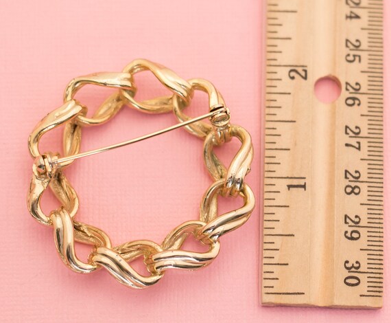 Vintage Spiral Chain Brooch | Gold Curl Brooch | … - image 2