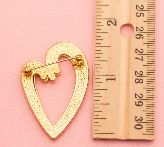 Vintage Double Heart Brooch | Gold Tone Heart | T… - image 2