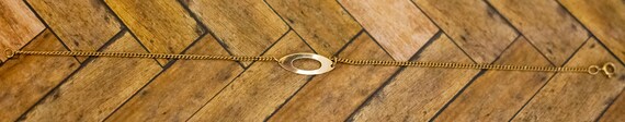9 inch, Vintage Curb Chain Gold Tone Round Oval C… - image 2