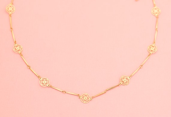 Vintage Elegant Ring Flower Chain Necklace | 26 i… - image 1