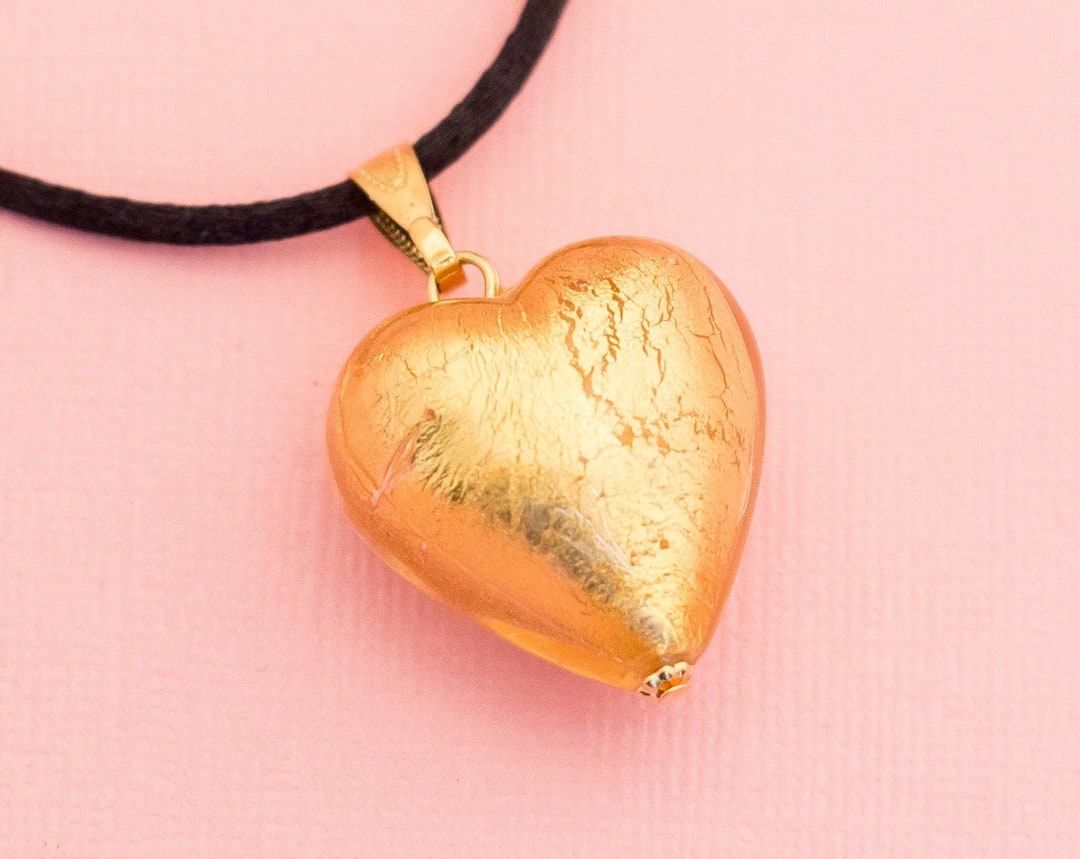 Vintage Golden Heart Necklace 20 Inch H12 Etsy