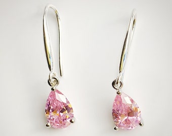 15mm drop F.Hinds Womens Ladies Silver Pink Crystal Flower Drop Earrings 