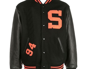 Chaqueta universitaria vintage de lana y cuero / Chaqueta estilo bomber retro tipo Letterman
